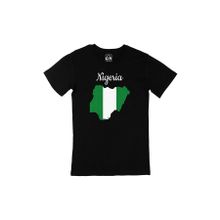 Cix Nijerya Haritalı ve Bayraklı Baskılı Siyah Unisex T-shirt
