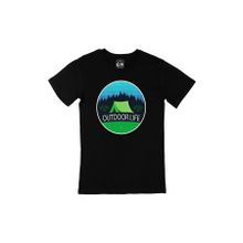 Cix Outdoor Life Logolu Baskılı Siyah Unisex T-shirt
