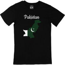 Cix Pakistan Haritalı ve Bayraklı Baskılı Siyah Unisex T-shirt