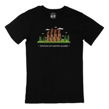 Cix Paskalya Adası Baskılı Siyah Unisex T-shirt