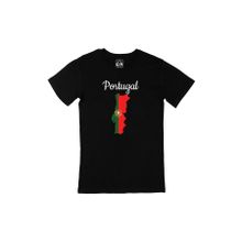 Cix Portekiz Haritalı ve Bayraklı Baskılı Siyah Erkek T-shirt