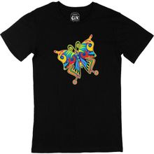 Cix Rengarenk Kelebek Baskılı Siyah Erkek T-shirt