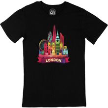 Cix Renkli Londra İllüstrasyon Baskılı Siyah Erkek T-shirt