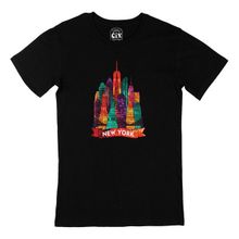 Cix Renkli New York İllüstrasyon Baskılı Siyah Erkek T-shirt