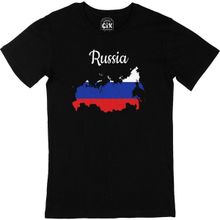 Cix Rusya Haritalı ve Bayraklı Siyah Erkek T-shirt