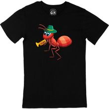 Cix Saksafon Çalan Karınca Baskılı Siyah Erkek T-shirt