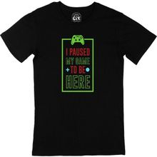 Cix Yeşil I Paused My Game Siyah T-shirt