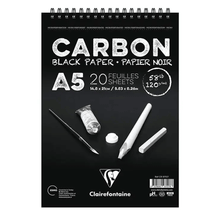 Clairefontaine Carbon Siyah A5 120 gr 20 Yaprak Üstten Spiralli Çizim Bloğu