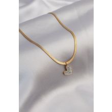 Clariss 316L Çelik Gold Renk Zirkon Taşlı Kadın Kolye