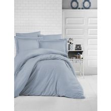 Clasy 200x220 cm Mavi Çizgili Saten Çift Kişilik Nevresim Takımı