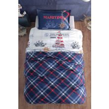 Clasy Maritime V1 Ranforce %100 Pamuk Tek Kişilik Lacivert Nevresim Takımı