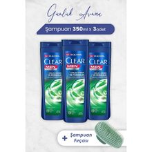 Clear Men 3x350 ml Günlük Arınma ve Ferahlık Şampuan ve Şampuan Fırçası