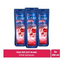 Clear Men 3x350 ml Hızlı Stil İkisi Bir Arada Kepeğe Karşı Etkili Şampuan