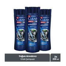 Clear Men 3x350 ml Yoğun Arındırıcı Kömür Kepeğe Karşı Etkili Şampuan