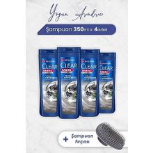 Clear Men 4x350 ml Yoğun Arındırıcı Şampuan ve Şampuan Fırçası