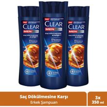 Clear Men Kepeğe Karşı Etkili Saç Dökülmesine Karşı 3x350 ml Şampuan