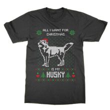 Cliquewear All I Want for Christmas is My Husky Ugly Siyah Erkek T-shirt