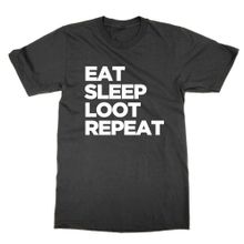 Cliquewear Eat Sleep Loot Repeat Siyah Erkek T-shirt