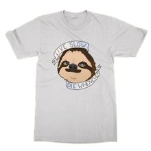 Cliquewear Sloth Live Slow Die Whenever Beyaz Erkek T-shirt