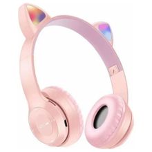 Cmk M247 Kedili Katlanabilir Kulak Üstü Kablosuz Ledli-Pembe 5.0 Bluetooth Kulaklık