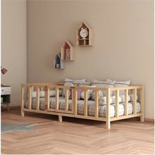 CND Home Kapılı Unisex Montessori 60x120 cm Doğal Ahşap Bebek ve Çocuk Karyolası
