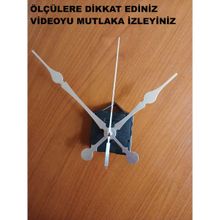 Cnr Shop 14 mm Şaft Boyu Duvar Saati Mekanizması Sessiz Çalışır Büyük Boy Akrep-Yelkovan-Saniye-(Askılı) - Gümüş
