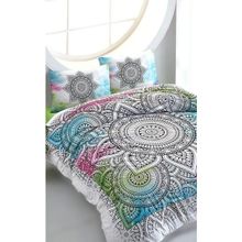 Colorpool Contour Mandala 200x220 cm Beyaz Yeşil Çift Kişilik Nevresim Takımı