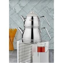 Cooker Lisa Gümüş 18/10 Paslanmaz 4 Parça Aile Boy Çaydanlık
