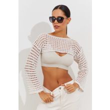 Cool & Sexy YV115 Kadın Ekru Ajurlu Bolero
