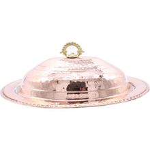 Copperdone El Dövmesi Bakır Kapaklı Kayık Servis Tabağı 35 cm