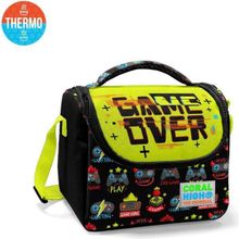 Coral High 11728 Kids Siyah Neon Sarı Game Over Desenli Thermo Beslenme Çantası