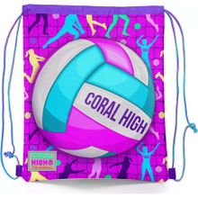 Coral High 12649 Kids Pembe Mor Voleybol Desenli İpli Büzgülü Sırt Çantası