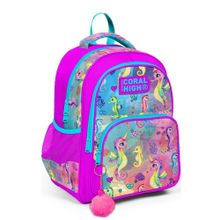 Coral High 14412 Kids Pembe Rengarenk Denizatı Desenli Üç Bölmeli Okul Sırt Çantası