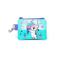 Coral High 21880 Kids Turkuaz Pembe Dondurmalı Kedi Desenli Para Çantası