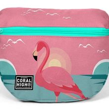 Coral High 22599 Su Yeşili Mercan Flamingo Desenli Bel Çantası