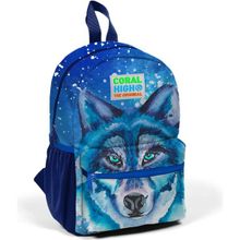 Coral High 23543 Minik Lacivert Mavi Kurt Desenli Desenli Iki Bölmeli Yuva Sırt Çantası