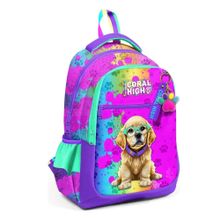 Coral High 23649 Kids Mor Pembe Köpek Desenli Üç Bölmeli Okul Sırt Çantası