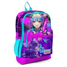 Coral High 23753 Kids Mor Pembe Anime Kedi Desenli Okul Sırt Çantası
