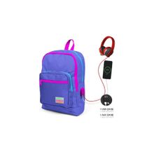Coral High 23803 Kids Lavanta Dört Bölmeli USB Şarjlı Kulaklık Çıkışlı Okul Sırt Çantası