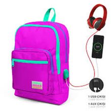 Coral High 23804 Kids Pembe USB Şarjlı Kulaklık Çıkışlı Okul Sırt Çantası