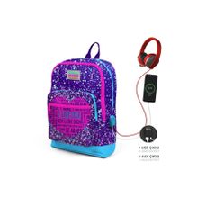 Coral High 23840 Mor Mavi Kalp Desenli Sırt Çantası