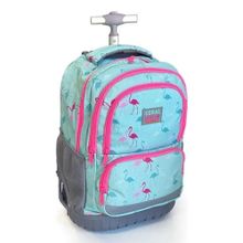 Coral High 24022 Kids Flamingo Desenli, Su Yeşili Renkli, İki Kademeli Çekçekli, Sırt ve Okul Çantası Okul Çantası