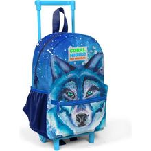 Coral High 24043 K120.1 Minik Yuva Çekçekli Sırt Çantası Lacivert Mavi Kurt Desenli İki Bölmeli Okul Çantası