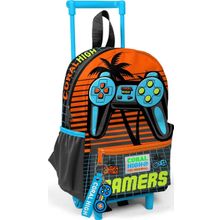 Coral High 24046 Minik Yuva Çekçekli Sırt Çantası Gri Turuncu Gamer Desenli İki Bölmeli Okul Çantası