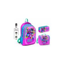 Coral High 3'lü Usb Soketli Pembe Sevimli Kedi Kız Çocuk Çanta Takımı