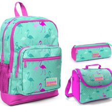 Coral High 3'lü Yeşil Flamingo Kız İlkokul Çanta Seti