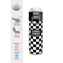 Coral High 500 ml 31877 Kids Siyah Beyaz Dama Desenli Pipetli Çelik Termos