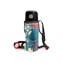 Coral High 600 ml 11941 M11 Kids Çivit Kırmızı Astronot Desenli Pipetli Alüminyum Matara
