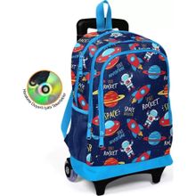 Coral High Astronot ve Uzay Baskılı Çekçekli Işıklı Tekerlekler Okul Çantası