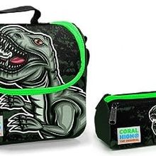 Coral High Dinazor Erkek Çocuk Beslenme Çantası + Kalemlik + Thermo Beslenme Çantası